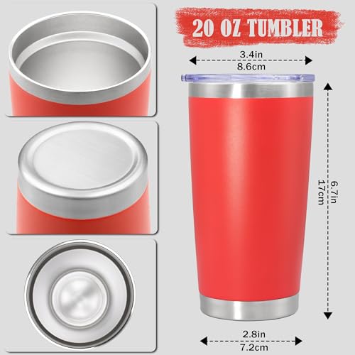 20oz Tumbler Insulated Coffee Tumblers with Lid Stainless Steel Red 8P (8 Count)
