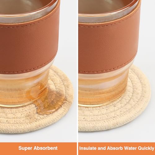 4.8" Boho Woven Drink Coasters Set of 2 (2 Count)