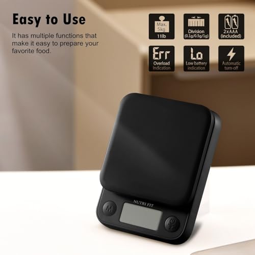 Food Scale Small Digital Kitchen Scales Weight Grams Ounces Black