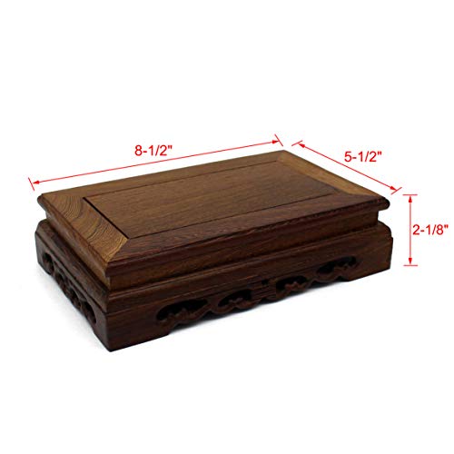 Primitives Rustic Rosewood Rectangle Display Stand Vase Pot Base Fishbowl Pedestal Stand