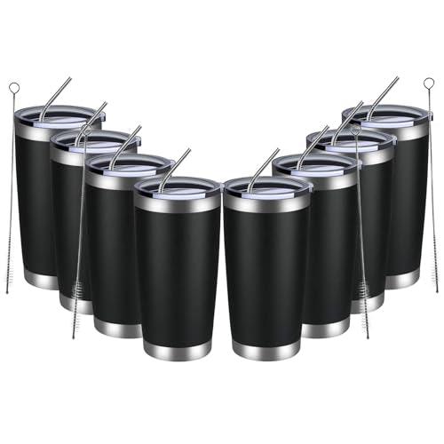 20oz Tumbler 8 Pack Double Wall Vacuum Insulated Travel Mug Bulk (8 Count)