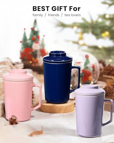 15 OZ Porcelain Tea Infuser Cup with Lid