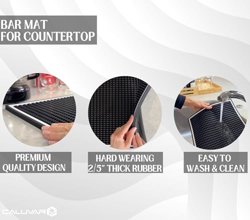 Coffee Bar Mat for Countertop White Frame 18x12 in