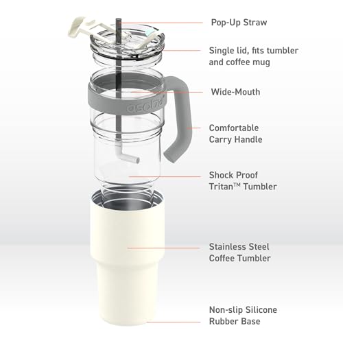 Extra Large Travel Explorer Tumbler for Hot and Cold with Stainless Steel Removable Coffee Mug Sleeve