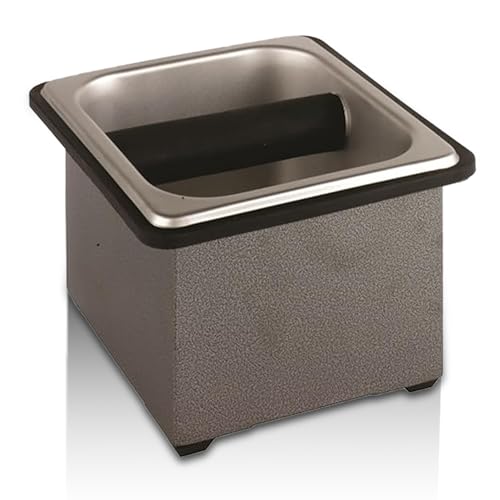 Stainless Steel Espresso Knock Box with Rubber Bar 6x5.5x4in
