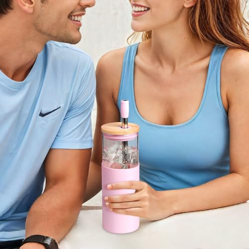 24oz Glass Tumbler with Lids and Straws