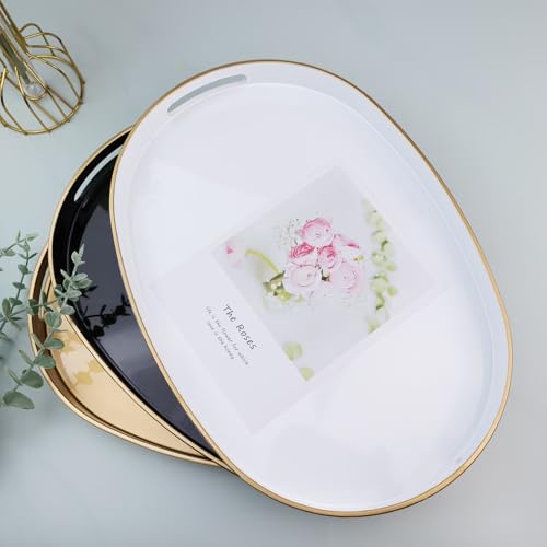 Pink Oval Decorative Tray with Handles