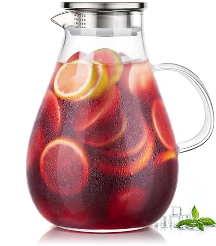 86oz Borosilicate Glass Pitcher with Lid and Handle