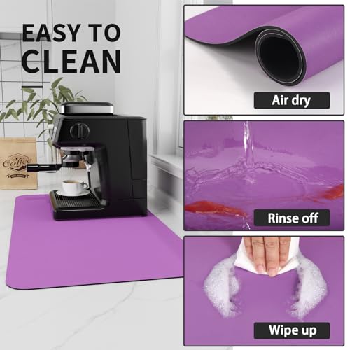 Coffee Mat Absorbent Hide Stain Rubber Backed Dish Drying Mat for Kitchen Counter