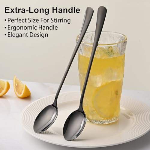 7.5 Inches Black Coffee Stirring Spoons Set (8 Count)