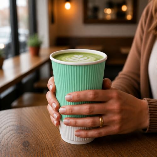 16 Ounce Paper Cups Pack of 25 Ripple Wall Disposable Cups (25 Count)