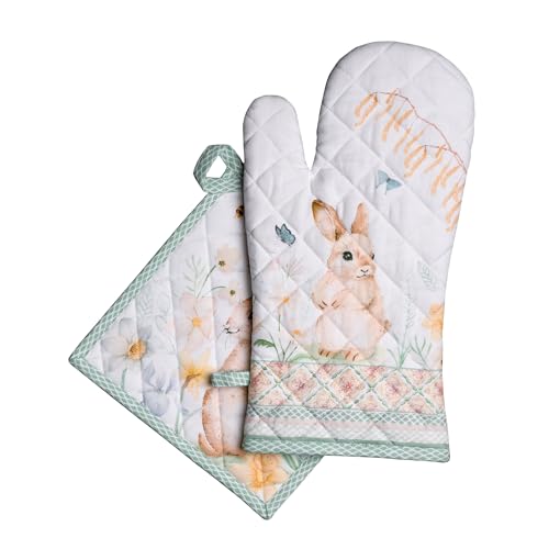 100% Cotton Oven Mitt & Pot Holder Set (2 Count)