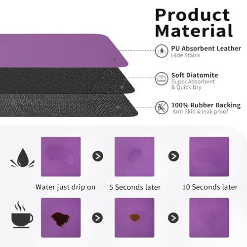 Coffee Mat Absorbent Hide Stain Rubber Backed Dish Drying Mat for Kitchen Counter