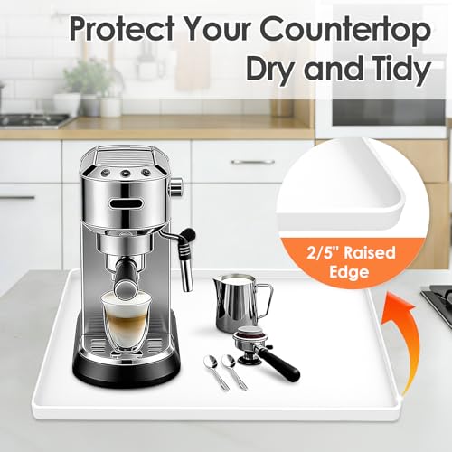 Silicone Coffee Maker Mat with Lip for Countertops