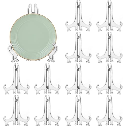12 Pack 6 Inch Clear Plastic Easels or Stand