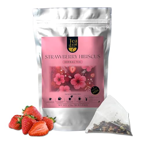 Tealeaf & Co. Strawberry Hibiscus Tea Bags Blended with Fresh Herbs and Spices (7.055 Ounce)