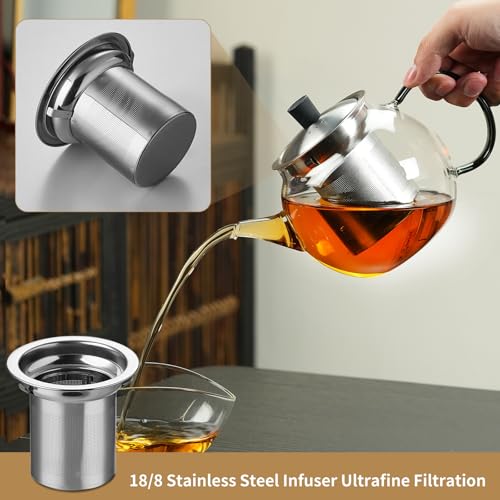 28OZ Glass Teapot with Infuser Stovetop Safe