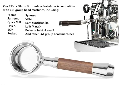 58mm Bottomless Naked 2 Ears Portafilter Compatible with E61 Grouphead Machines