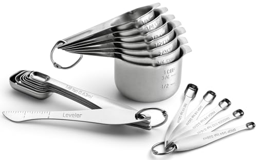Stainless Steel Measuring Cups and Spoons Set of 20 w