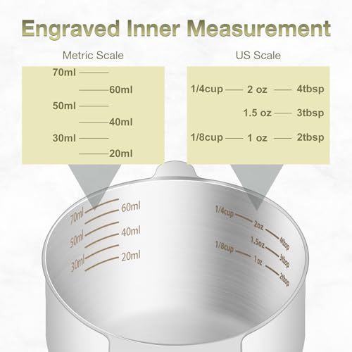 2PCS 1/3Cup (80ml, 2.6oz) Measuring Cup, Etched Inner Scale Measure Scoop (2 Count)