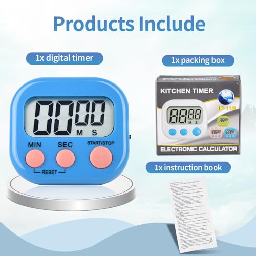4 Pack Digital Kitchen Timer Magnetic Digital Timer with Big Display Loud Ring Cooking Timers for Kitchen Electronic Timer for Cooking (4 Count)