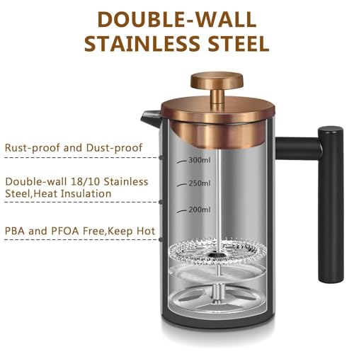 Black Mini French Press Coffee Maker 12oz