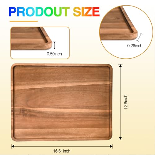 2 Pcs Acacia Wood Serving Tray (2 Count)