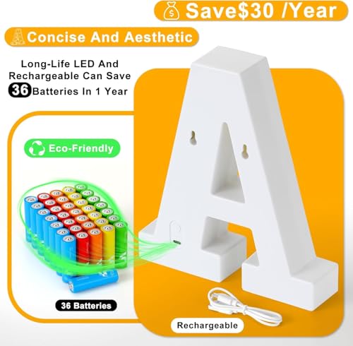 Rechargeable LED Letter Lights Sign Marquee Light Up Letters Sign for Night Light Wedding (27 Count)
