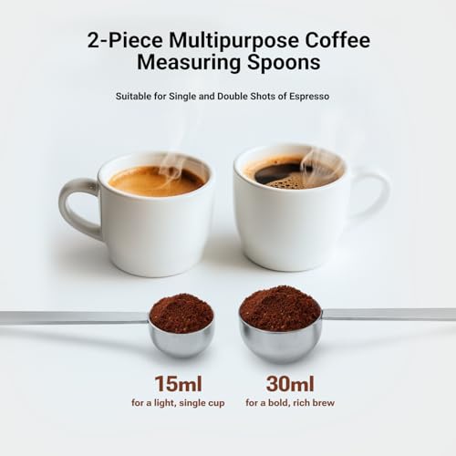 2PCS Coffee Scoop for Ground Coffee Stainless Steel Measuring Spoons Long Handle 30ml 8.66in and 15ml 8.27in Set for Deep Jars Beans Protein Powder Flour