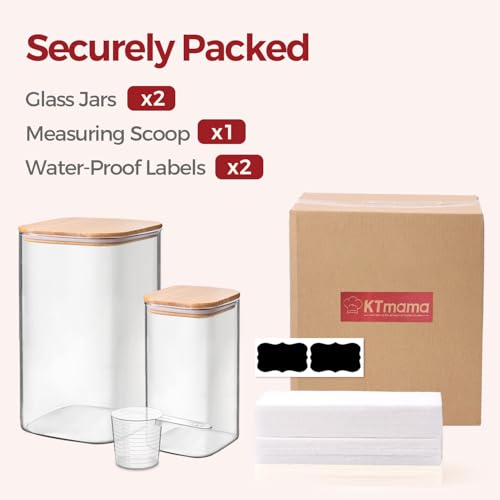 Glass Flour Containers with Bamboo Lids 1.6 (2 Count)