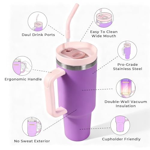 40 oz Tumbler with Handle and Straw