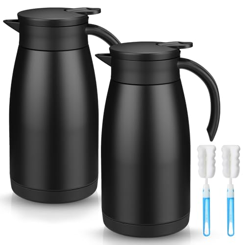 2 Pcs Thermal Coffee Carafe Insulated Stainless Steel Coffee Carafe for Hot Liquid Vacuum Thermal Pot Creamer Pitcher Dispenser with Brushes Keeping Hot Water Milk (2 Count)
