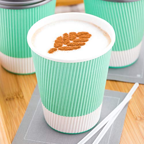 Ripple Wall Coffee Cups 25 Count 12 Ounce Insulated Light Green Paper Cups