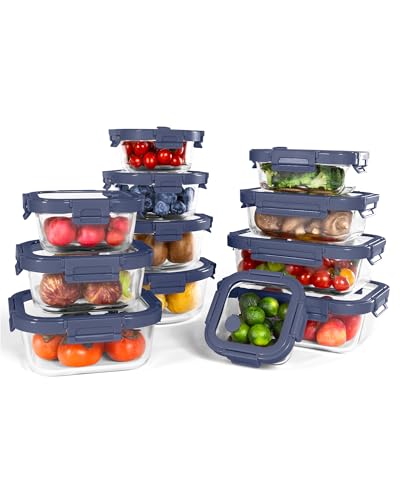 12 Pack Glass Containers with Tempered Lids (12 Count)