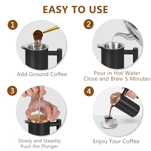 Black Large French Press Coffee Maker 50oz