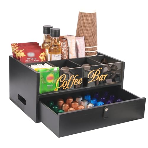 2 Tier Coffee Bar Organizer with Clear Acrylic Top