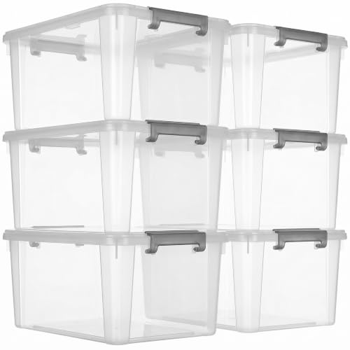 6 Packs 17 QT Plastic Storage Bins with Lids Large Stackable Storage Containers for Organizing Clear Storage Box for Garage (6 Count)
