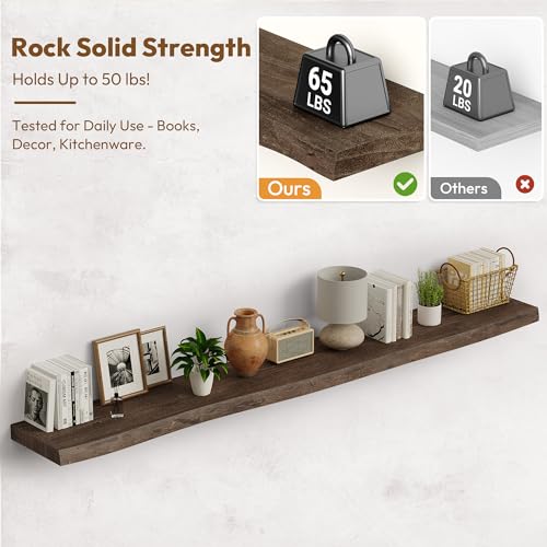 Wood Floating Shelves Live Edge 72” Set of 1