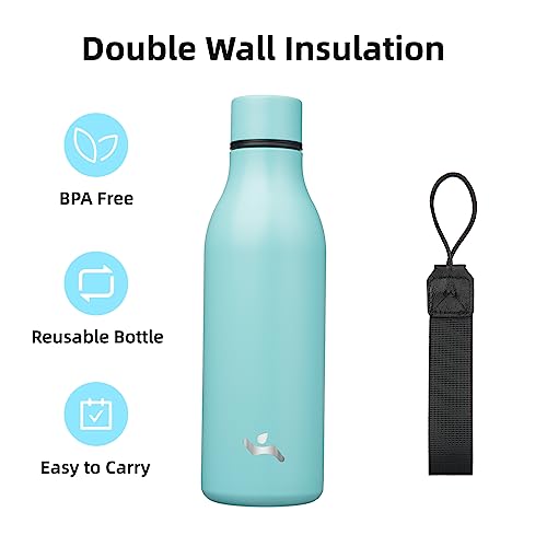 18 oz Insulated Stainless Steel Metal Water Bottle with Strap