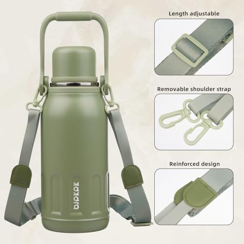Stainless Steel Insulated Bottle with Handle & Strap