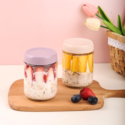6 pack Overnight Oats Containers with Airtight Lids (16 Fl Oz)