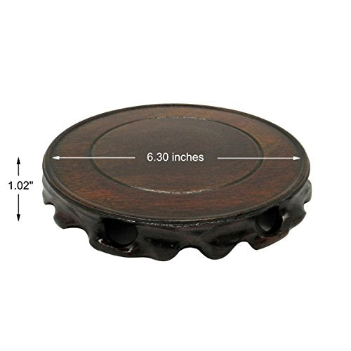 Rustic Vintage Rosewood Circular Display Stand Vase Pot Base Fishbowl Pedestal Stand
