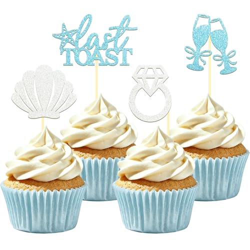 Glitter Last Toast on the Coast Cupcake Toppers (24 Count)