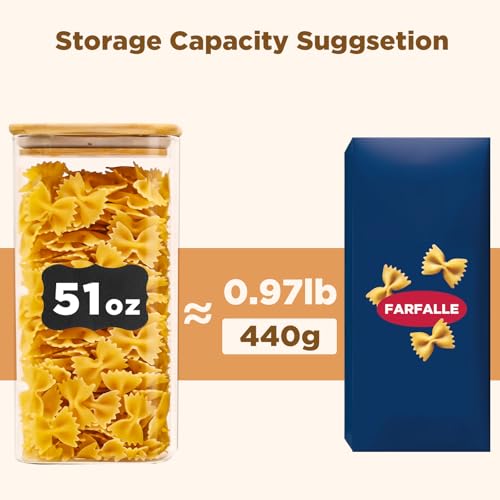 Glass Food Storage Jars Square 51oz (3 Count)