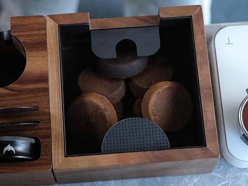 Walnut Espresso Knock Box Dump Bin for Coffee Grounds Disposal