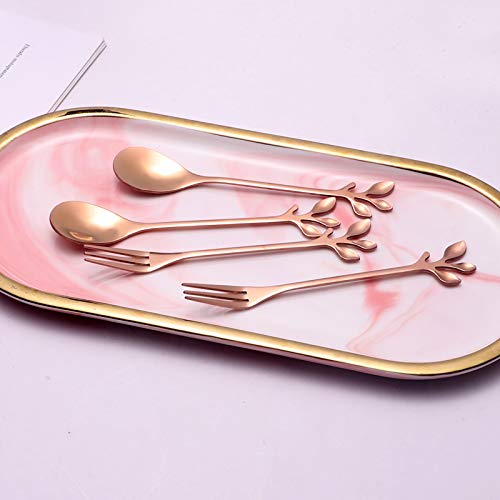 Elegant Rose Gold Leaf Coffee Spoons (10 Count)