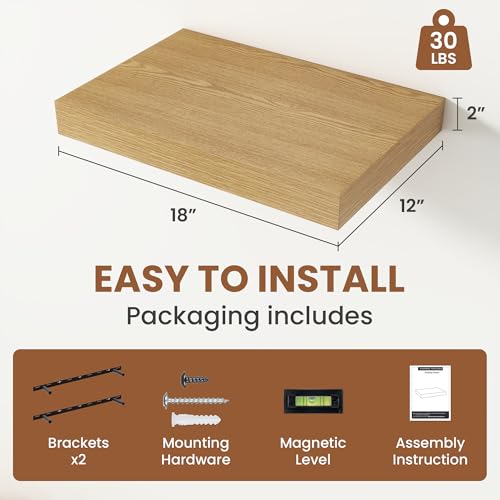 Floating Shelves for Wall 18x12” Set of 2 (2 Count)