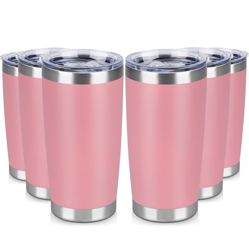 20 oz Tumbler Stainless Steel Tumblers Bulk with Lid Double Wall Insulated Coffee Tumbler Cups for Hot & Cold Drinks Powder Coated Travel Coffee Tumbler Mug Metal (6 Count)