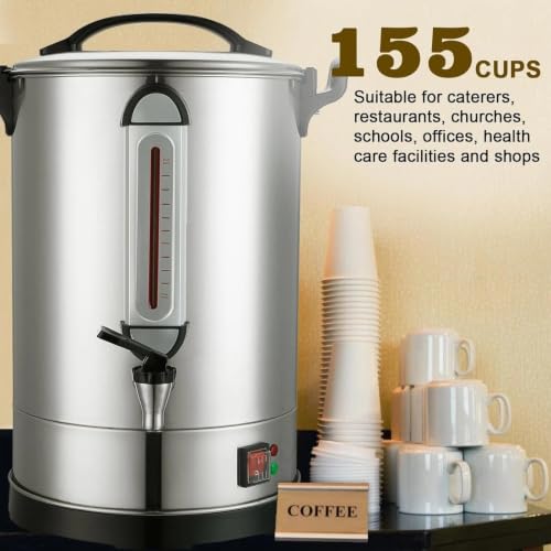24L Coffee Percolator Large Coffee Maker 155 Cups Commercial Coffee Urn Electric Industrial Coffee Maker Hot Water Dispenser Machine for Catering