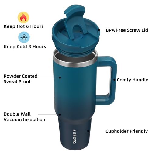 40 oz Insulated Tumbler with Handle & Straw